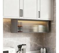 forestalk Wooden Wall Cabinet with Glass Door, Versatile Makeup Organizer, Suitable for Living Room, Bedroom, Kitchen, Bathroom, Entrance