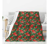 Forestbloom Print Modern Xmas Flannel Blanket 203x152cm | Minimalist Art Throw For Indoor Festive Interior Styling