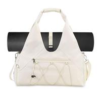 Forestfish Gym Bag For Women With Yoga Mat Holder & Shoe Compartment & Wet Dry Storage Pocket & Adjustable Strap, Beige, Stylish