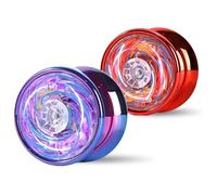 ForestM 2-Pack Light Up Yoyo for Kids, Magic Yoyo Set with Red & Purple LED Lights, Beginner Friendly, Responsive Yo Yo Toy for Tricks and Magic Performances, Includes Protective Case and Accessories