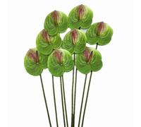 forestmistry 10pccs Artificial Anthurium Plant 3D Print Real Touch Lifelike Flamingo Lily Flower for Wedding Party Christmas Festival Hotel Home Floral Decor (green)