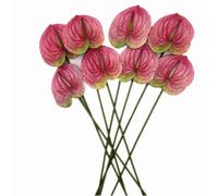 forestmistry 10pccs Artificial Anthurium Plant 3D Print Real Touch Lifelike Flamingo Lily Flower for Wedding Party Christmas Festival Hotel Home Floral Decor (deep pink)