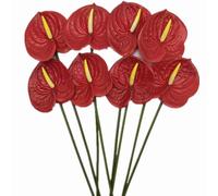 forestmistry 10pccs Artificial Anthurium Plant 3D Print Real Touch Lifelike Flamingo Lily Flower for Wedding Party Christmas Festival Hotel Home Floral Decor(red)