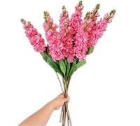 forestmistry 10pcs Artificial Larkspur Flower Branch Faux Delphinium Ajacis Branch with Green Lead for Wedding Centerpieces Floral Decoration (deep pink)
