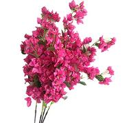 forestmistry 10pcs Long Stem Silk Bougainvillea Glabra Flower Stem 90 Heads Artificial Big Bougainvillea Spectabilis Tree Branches for Wedding Centerpieces Floral Decoration (deep pink)