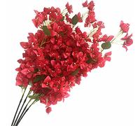 forestmistry 10pcs Long Stem Silk Bougainvillea Glabra Flower Stem 90 Heads Artificial Big Bougainvillea Spectabilis Tree Branches for Wedding Centerpieces Floral Decoration (red)