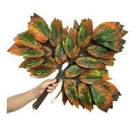 forestmistry 12pcs Mango Leaves Stems Artificial Greenery Foliage Branches for Landscape Tree making Green Wall Floral Decoration (dark orange mango leaf)