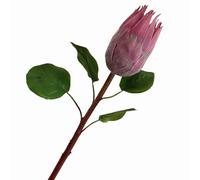 forestmistry 3pcs Artificial Large Protea Cynaroides Flower With Green Leaves Silk Flocking Effect Protea Flower Bud Plant for Wedding Home Decorative Artificial Flowers (deep pink)