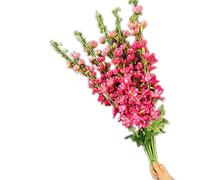 forestmistry 5pcs Artificial Larkspur Flower Stem Silk Delphinium Branch for Wedding Centerpieces Floral Decoration (deep Pink)