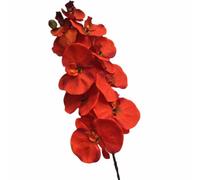 forestmistry 5pcs Artificial Moth Phalaenopsis Flower Branch Silk Big Flower Head Butterfly Orchid Plant with Long Stem for Wedding Floral Decoration (orange red)