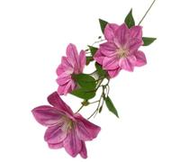 forestmistry 6pcs Artificial Clematis Flower Branch 3 Heads Real Touch Passion Blossom Tree Stem 14cm Heads Faux Plastic Flowers (pink)