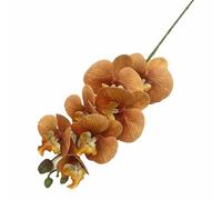 forestmistry 6pcs Artificial Moth Phalaenopsis Flower Plant 3D Print 7 Heads Latex Butterfly Orchid Flower (orange)