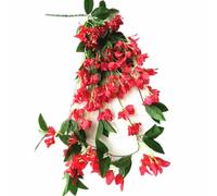 forestmistry One Artificial Bougainvillea Glabra Wall Hanging Flower Bunch 120cm Long Silk Bougainvillea Spectabilis Bunch Five Branches/Piece 140 Flower Heads for Wedding Floral Decoration (red)