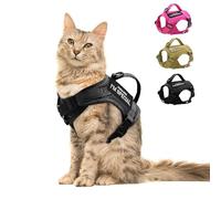 Forestpaw Cat Harness Escape Proof for Walking,Adjustable Cat Vest Harness with Soft Mesh Padded,Tactical Cat Harness with Control Handle,Molle Patches,Black