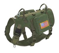 Forestpaw Dog Harness Medium Sized,Tactical Dog Harness with Handle,No Pull Military Style Service Dog Vest with Pockets Adjustable for Medium Large Dogs,Green,Chest 19.5-41.5"
