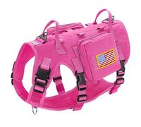 Forestpaw Dog Harness Medium Sized,Tactical Dog Harness with Handle,No Pull Military Style Service Dog Vest with Pockets Adjustable for Medium Large Dogs,Hot Pink,Chest 19.5-41.5"