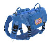 Forestpaw Dog Harness Medium Sized,Tactical Dog Harness with Handle,No Pull Military Style Service Dog Vest with Pockets Adjustable for Medium Large Dogs,Blue,Chest 19.5-41.5"