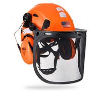 Forestry Safety Helmet Chainsaw Helmet with Mesh Face Shield and Ear Muffs 3 in 1 Protection System ANSI Approved Forestry Hard Hat for Men & Women Industrial Construction,Chainsaw Protective