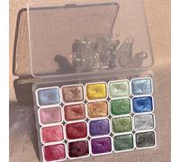 Forestry Shifting Watercolor Painting Set - 20 Vivid Colors With Shimmer Metallic and Glitter Paints in Portable Box - Travel Watercolour Paint Set (B)
