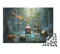Forests And Green Plants Jigsaw Puzzles for Adults 1000 Piece Educational Game Towering Trees And Entwined Vines Primeval Forest Sanctuary with Multi-layered Greenery Mysterious Aura Cute Style Backl