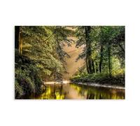 Forests And Rivers Under The Sunlight- Tranquil Natural Art Canvas Poster Wall Art Decor Print Picture Paintings for Living Room Bedroom Decoration 20" L X 30" W
