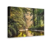 Forests And Rivers Under The Sunlight- Tranquil Natural Art Canvas Poster Wall Art Decor Print Picture Paintings for Living Room Bedroom Decoration 20" L X 30" W