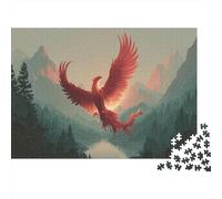 Forests And Towering Mountains Rätsel Für Erwachsene |Phoenix Rising from Fire| Familienspaß-Puzzles 1000pcs (75x50cm) Erwachsene