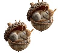 Forests Animal Acorn Ornaments, 2 Pack Acrylic Pine Cone Animals Christmas Tree Ornaments, Cute Wood-land Animals Christmas Tree Decorations, Nature Creatures Animal Figurines Pendants, for Home Decor