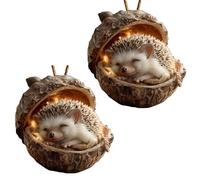 Forests Animal Acorn Ornaments, 2 Pack Acrylic Pine Cone Animals Christmas Tree Ornaments, Cute Wood-land Animals Christmas Tree Decorations, Nature Creatures Animal Figurines Pendants, for Home Decor