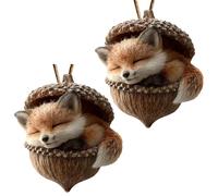 Forests Animal Acorn Ornaments, 2 Pack Acrylic Pine Cone Animals Christmas Tree Ornaments, Cute Wood-land Animals Christmas Tree Decorations, Nature Creatures Animal Figurines Pendants, for Home Decor
