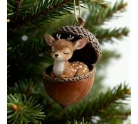 forests animal acorn ornaments, 2d acorns animals hanging christmas ornaments, cute pine cone animals pendants christmas tree decorations, rustic nature-themed home decor, animal lovers gift (B)