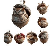 Forests Animal Acorn Ornaments, 2D Acrylic Cozy Forest Christmas Ornaments, Pine Cone Animals Decoration, Hanging Ornament Home Party Décor for Xmas Tree Decorations (2)