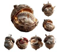 Forests Animal Acorn Ornaments, 2D Acrylic Cozy Forest Christmas Ornaments, Pine Cone Animals Decoration, Hanging Ornament Home Party Décor for Xmas Tree Decorations (3)