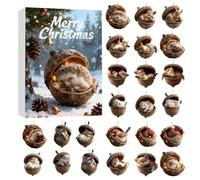 Forests Animal Acorn Ornaments Christmas Calendar Advent, 24 Pieces 2D Flat Acrylic Forests Pine Cones Animal Figures, Cute Little Animals are Hidden Inside Acorns, for Animals Lovers