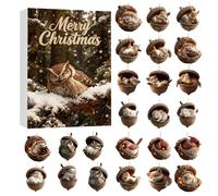 Forests Animal Acorn Ornaments Christmas Calendar Advent, 24 Pieces 2D Flat Acrylic Forests Pine Cones Animal Figures, Cute Little Animals are Hidden Inside Acorns, for Animals Lovers