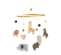 Forests Animal Crib Mobile Natural Wood and Wool Balls for Baby Nursery Quiet Rotation Educational Infant Toy Crib Mobile Development Toy