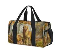 Forests Animal Lion Sports Duffel Bag Lion Weekend Overnight Bag Tote Holdall Casual Travel Gym Duffel Bags for Kids Girls Boys Women Men