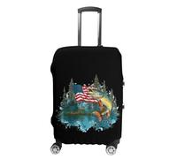 Forests Deers Lake Fish U.S.A. Flag Funny Luggage Cover for Suitcase Washable Travel Trolley Case Universal Protector