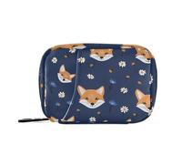 Forests Fox Flower Blue Medicine Storage Bag with Detachable Compartments Convenient Organizer for Travel for Purse