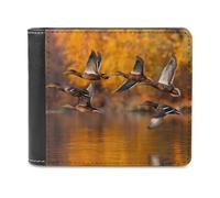 Forests Wildlife Wood Ducks Men's Bifold Wallet Slim Cash Card Holder Leather Purse