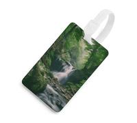 Forests with Waterfalls Trees Luggage Tags with ID Card, Durable Travel Bag Tags, Waterproof Name Tag for Suitcases, Backpacks & Travel Cases, White-style, One Size, classic