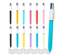 FORETOGO 12 Pack 4 Colour Pens All-In-One, 4 in 1 Multicolor Pens Retractable Ballpoint Pens, 1.0mm Multicolour Press Pen, Multi Pen for Office School Supplies Students's Gifts