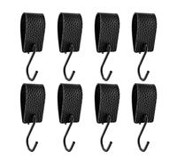 FORETOGO 8 Pcs Leather S Hooks,Multifunctional S-Hook with Leather Loop,Black S Hook for Hanging,Metal Coat Hooks for Kitchen Bathroom Bedroom