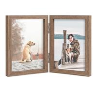 FOREV 3.5x5 Double Picture Frame Wooden Hinged Photo Frame