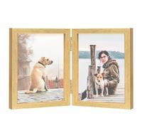 FOREV 8x10 Double Picture Frame Gold Wooden Hinged Photo Frame
