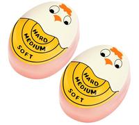 Egg Timer Cartoon Sensitive Hard & Soft Boiled Color Changing Indicator Tells When Eggs Are Ready (Yellow 2pcs)