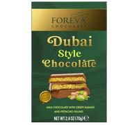 Foreva Style Dubai Chocolate Tablet 70g - Milk Chocolate with Crispy Kadaïf & Pistachio Cream - Dubai Inspired Gourmet Recipe - Premium Filled Chocolate Pistachio Kadaif