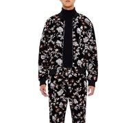 Forever 21 Men's Sequin Floral Bomber Jacket, Black/Multi, XL