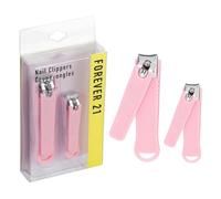 Forever 21 Nail Clippers Set - 2pc Soft Touch Pink Nail Clipper Value Pack, Big & Small Precision Nail Clippers Pack, Essential Manicure & Pedicure Tools