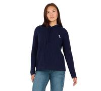 Forever 21 Womens Cable Knit Hoodie with Embroidery, Navy, XS